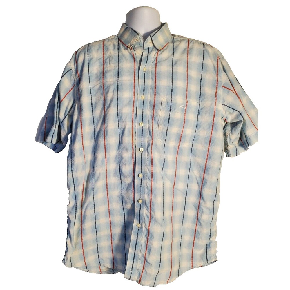 Resistol Ranch Men's Large Short Sleeve Button Down Blue Shirt